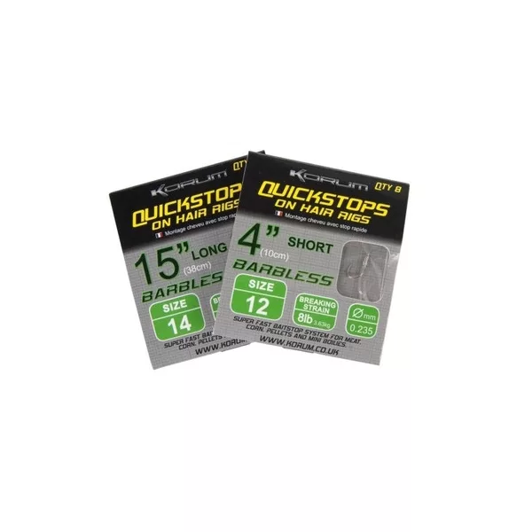 Korum Hair Rigs With Quickstops 15 Velikost 10 Monofilní předvázaný háček