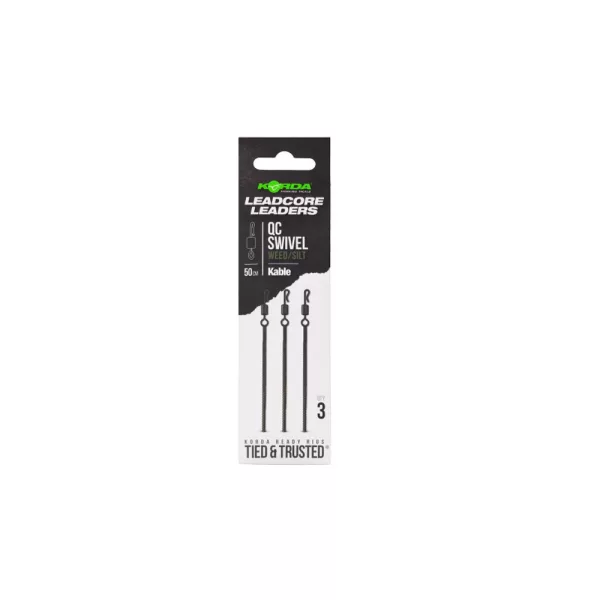Korda Kable Leadcore Leader QC Swivel Weed Bojlová Montáž 50cm 3ks