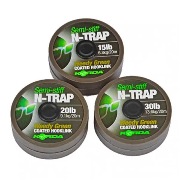 Korda N-Trap Semi Stiff 30lb Weedy Green  - návazcová šňůra na boilies