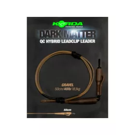   Korda Dark Matter Leader QC Hybrid Clip Gravel Průhledný 50cm 40lb Předvázaná Boilies Montáž