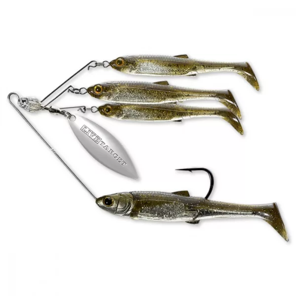 Livetarget Minnow Spinner Rig Tmavá Jantarová/Zlatá Malý 11gr Spinnerbait