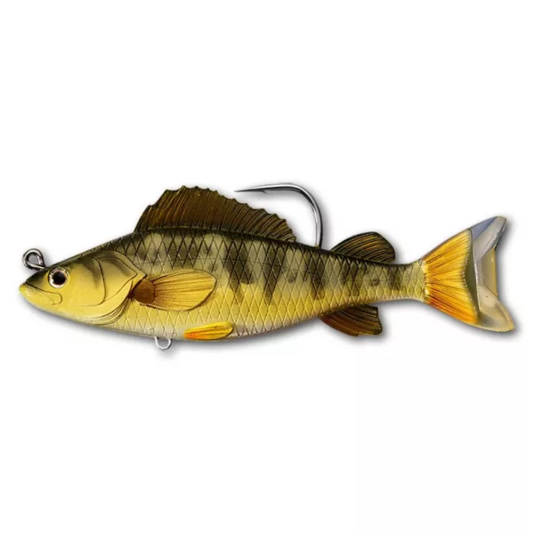 Livetarget Yellow Perch Swimbait Zlato-olivová 11,3cm 21gr Plastová nástraha