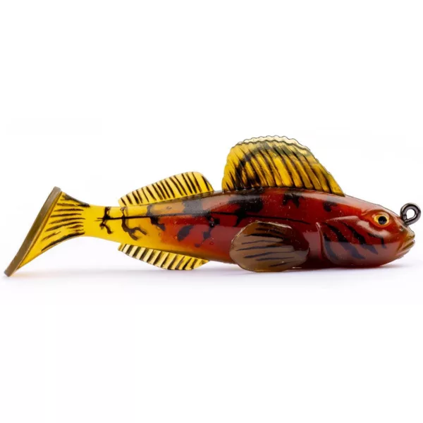 LiveTarget Goby Paddletail Rigged Zelená-Červená 8,4cm 12gr Potápivá gumová rybka
