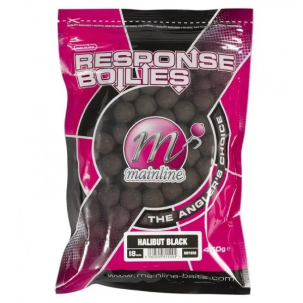 Mainline Shelf Life Boilies Response Halibut Black 15mm - nástrahové boilies