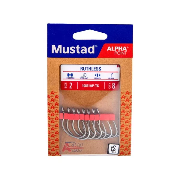 Mustad Ruthless Eyed 4/0 Háček s očkem a protihrotem 5ks