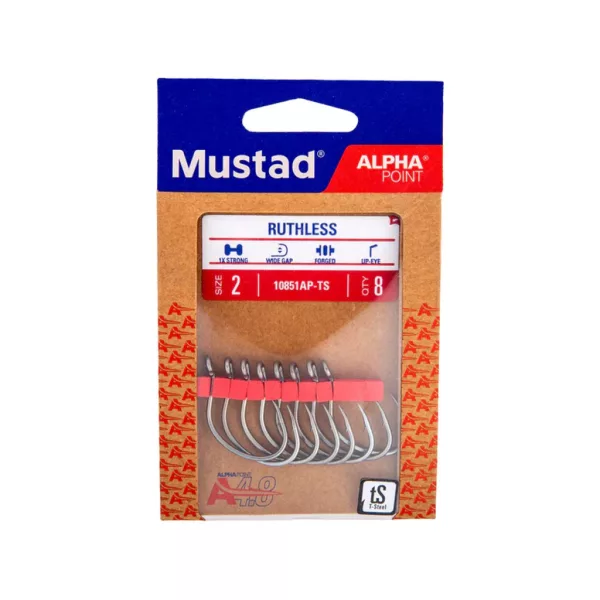 Mustad Ruthless Eyed 6/0 Háček s očkem a protihrotem 5ks