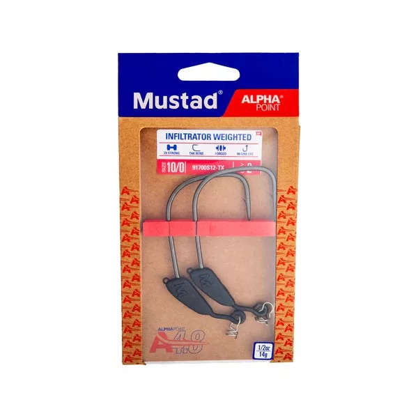 Mustad Infiltrator Weighted 4/0 3gr vážený offsetový háček 3ks