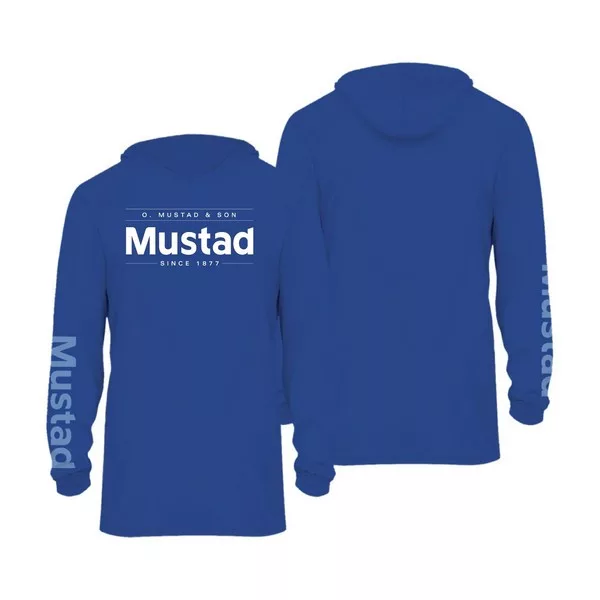 Mustad Blue Brand Longsleeve UV With Hood S Dlouhý Rukáv Tričko s Kapucí