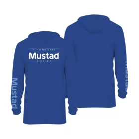   Mustad Modré Značkové Tričko s Dlouhým Rukávem UV s Kapucí 3XL