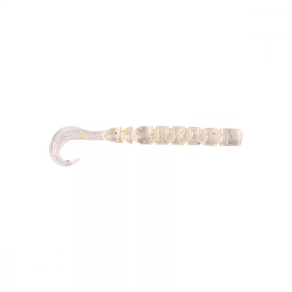 Mustad Aji Curly Tail 6,35cm Průhledné Duhové Třpytky Plastová Návnada 12ks