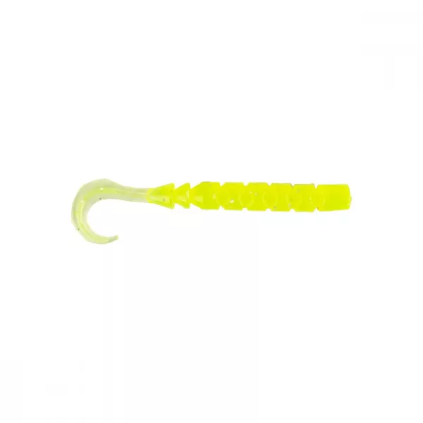 Mustad Aji Curly Tail 6,35cm Průhledná Chartreuse Plastová Návnada 12ks