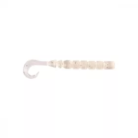   Mustad Aji Curly Tail 6,35cm Průhledné Luminiscenční Stříbrné Třpytky Plastová Návnada 12ks