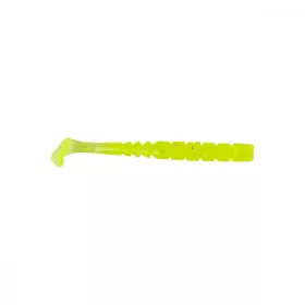   Mustad Aji Paddle Tail 5,08cm Průhledná Chartreuse Plastová Návnada 12ks