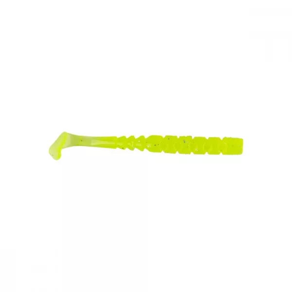 Mustad Aji Paddle Tail 5,08cm Průhledná Chartreuse Plastová Návnada 12ks