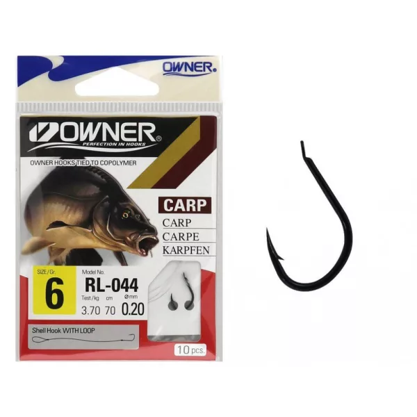 Owner 50044 Iseama 10, s lopatkou, s protihrotem navázaný kaprový háček 10ks