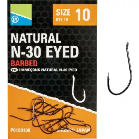 Preston Natural N-30 10 Háček s očkem, s protihrotem 15ks