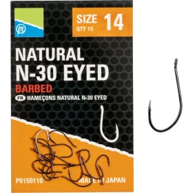 Preston Natural N-30 14 Háček s očkem, s protihrotem 15ks