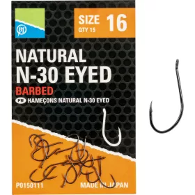 Preston Natural N-30 16 Háček s očkem, s protihrotem 15ks