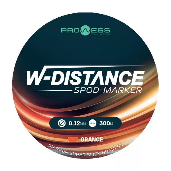 Prowess W-Distance Spod-Marker Super Slick Braid X8 Oranžová 0,16mm 300m Pletená Hlavní Šňůra