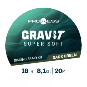   Prowess Gravi-T Super Soft X8 Tmavě zelená potápivá pletená návazcová šňůra 18lb 20m