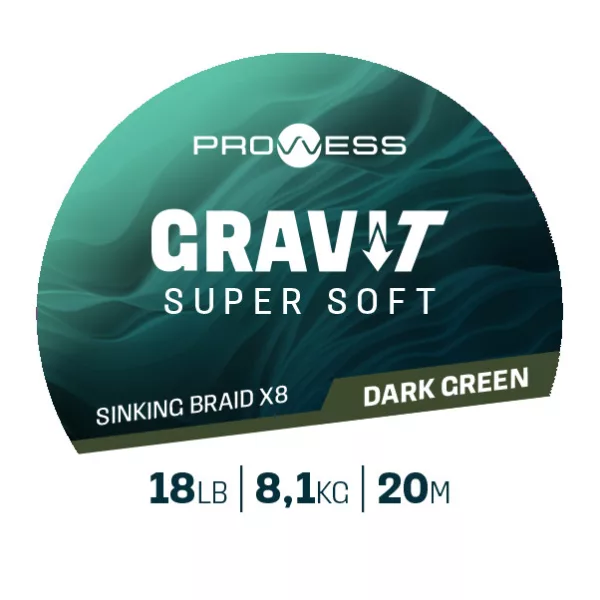 Prowess Gravi-T Super Soft X8 Tmavě zelená potápivá pletená návazcová šňůra 18lb 20m