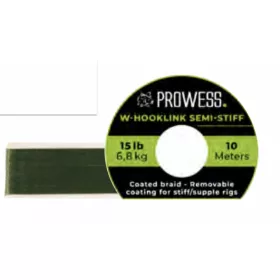   Prowess W-HOOKLINK SEMI-STIFF BRAID 15LB GREEN pletená šňůra na kaprové návazce, potahovaná pletená šňůra