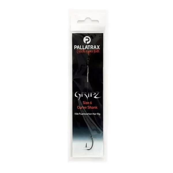 Pallatrax Gripz Curve Shank Hair Rigs 8 15lb Steamlink Monofil Předvázaný Háček