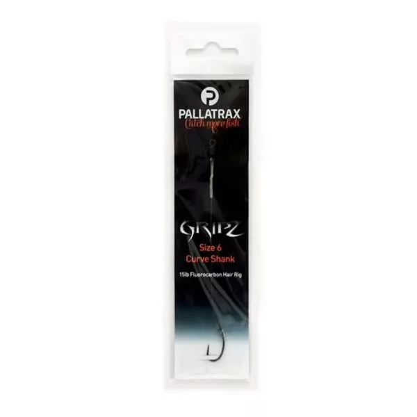 Pallatrax Gripz Curve Shank Hair Rigs 6 15lb Braid Pletený Předvázaný Háček