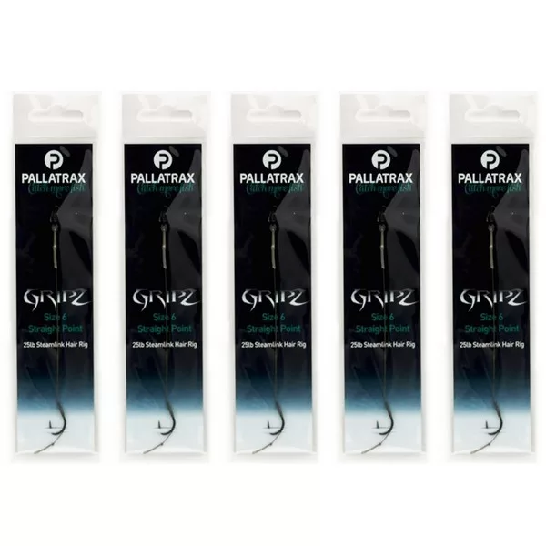 Pallatrax Gripz Straight Point Hair Rigs 8 12lb Braid Pletený předvázaný háček