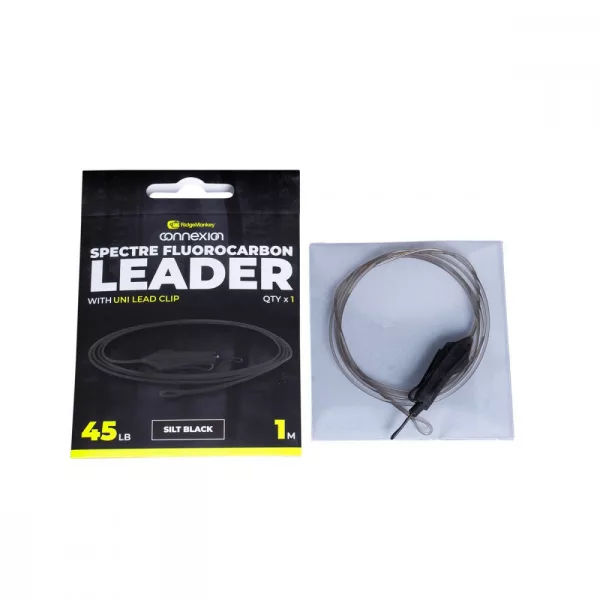 Ridgemonkey Spectre Fluorocarbon Uni Lead Clip Leader - Silt Černá Boilie montáž