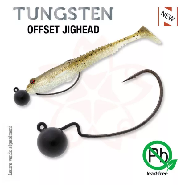 Sakura - TUNGSTEN OFFSET JIGHEAD 1/8 - 3,5G / Hook #2/0 x 2pcs (Černá barva) - JIG hlavička