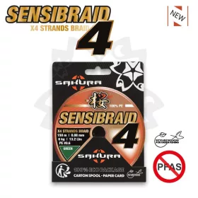   Sakura Braided Line Sensibraid 4 Green 0,12mm 150m Pletená Hlavní Šňůra