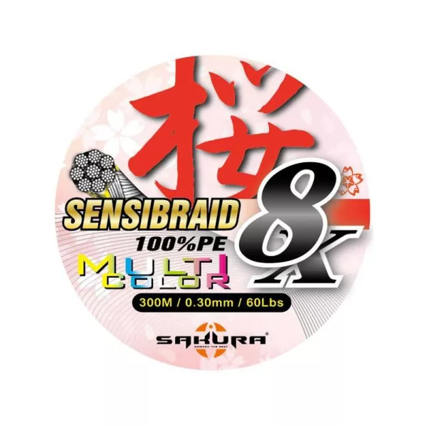 Sakura Sensibraid X8 Multi 0,12mm 300m Pletená hlavní šňůra