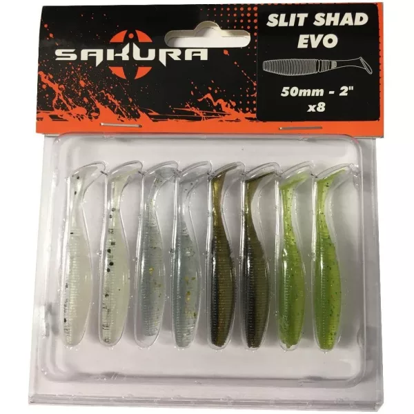 Sakura SLIT SHAD EVO 50 Guma Návnada Color Mix 50mm - 8ks