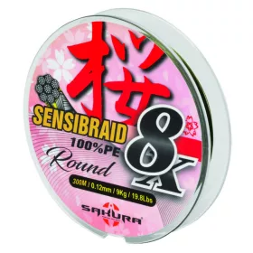   Sakura Sensibraid 8 pletená šňůra - ZELENÁ 300 M - 0.10 mm / 7Kg / 15.4Lbs