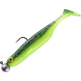   Sakura Shadura Rigged 100 gumová nástraha UV Purple Charteuse 100mm - 7gr - Ready Rig - Předem namontovaná
