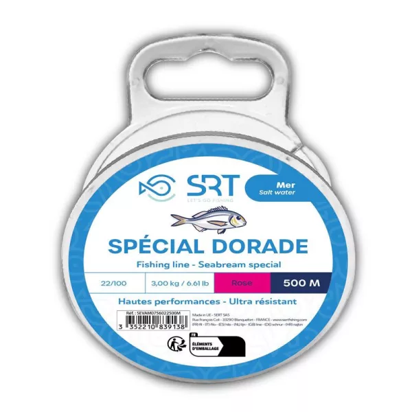 SRT Nylon Seabream Special 0,22mm 500m Růžový Monofilní Hlavní vlasec