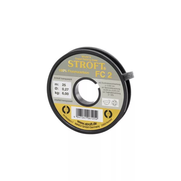Stroft FC2 Křišťálově čistý průhledný 0,27mm 25m Fluorocarbonový Návazcový Vlasec