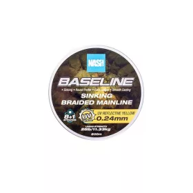   Nash Baseline Sinking UV Yellow 0.24mm 600m Pletená Hlavní Šňůra