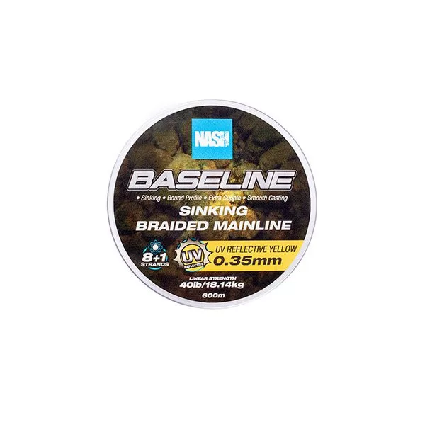 Nash Baseline Sinking UV Yellow 0.35mm 600m Pletená Hlavní Šňůra