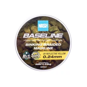   Nash Baseline Sinking UV Yellow 0.24mm 1200m Pletená Hlavní Šňůra