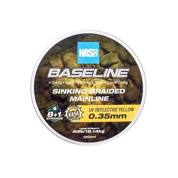 Nash Baseline Sinking UV Yellow 0.35mm 1200m Pletená Hlavní Šňůra