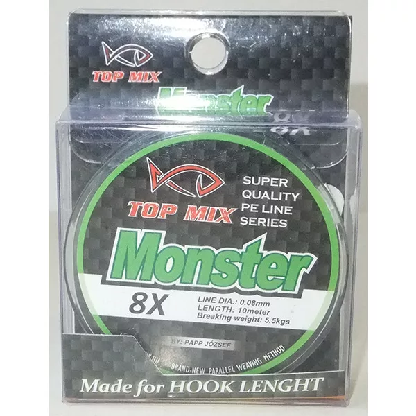 Top Mix X8 Monster 0,08mm 10m Pletená Návazcová Šňůra