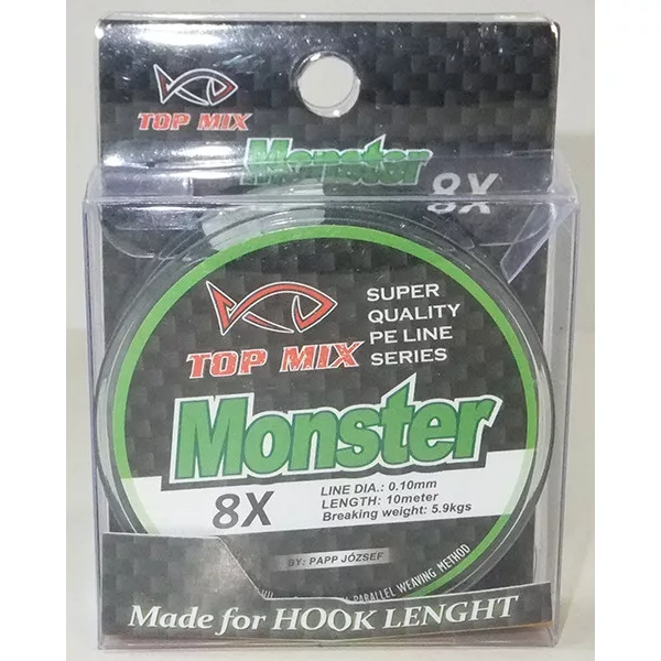 Top Mix X8 Monster 0,10mm 10m Pletená Návazcová Šňůra