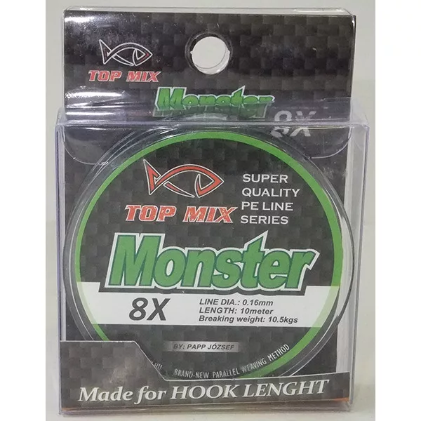 Top Mix X8 Monster 0,16mm 10m Pletená Návazcová Šňůra