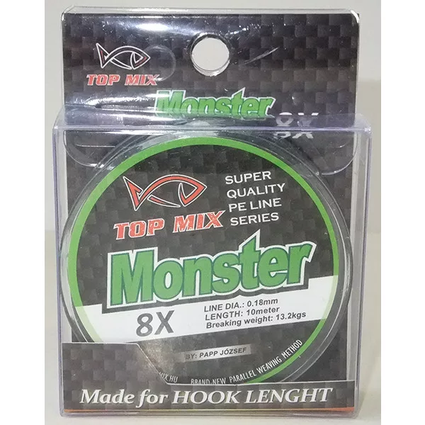 Top Mix X8 Monster 0,18mm 10m Pletená Návazcová Šňůra