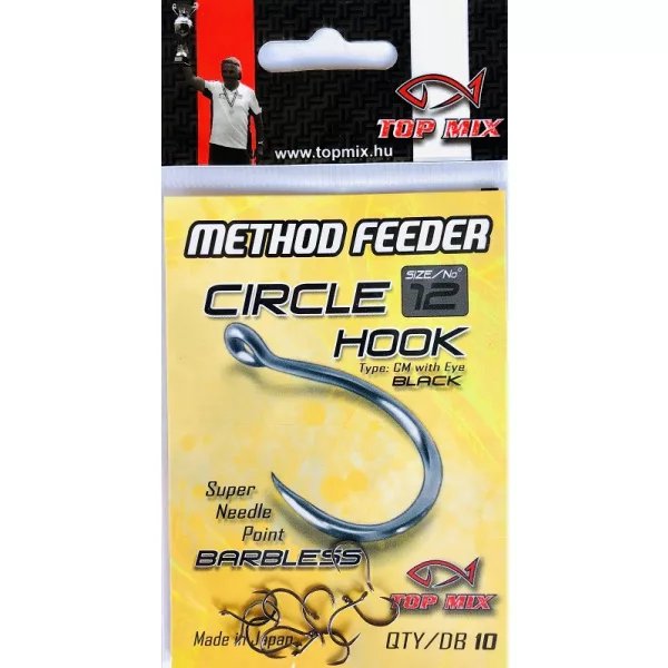 Top Mix Method Feeder Circle 12 Háček na kapry s očkem, bez protihrotu 10ks