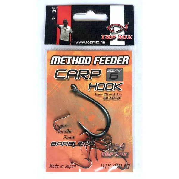 Top Mix Method Feeder Carp 8 Háček na kapry s očkem, bez protihrotu 10ks