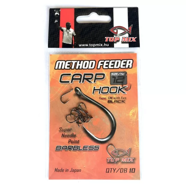 Top Mix Method Feeder Carp 12 Háček na kapry s očkem, bez protihrotu 10ks