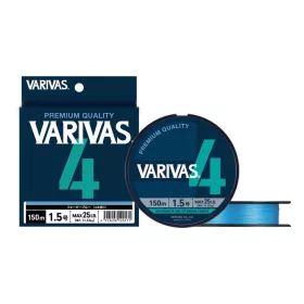   Varivas PE 4 Blue Edition 150m #2,0 0,218mm 30lb Water Blue Pletená Hlavní Šňůra